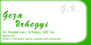 geza urhegyi business card
